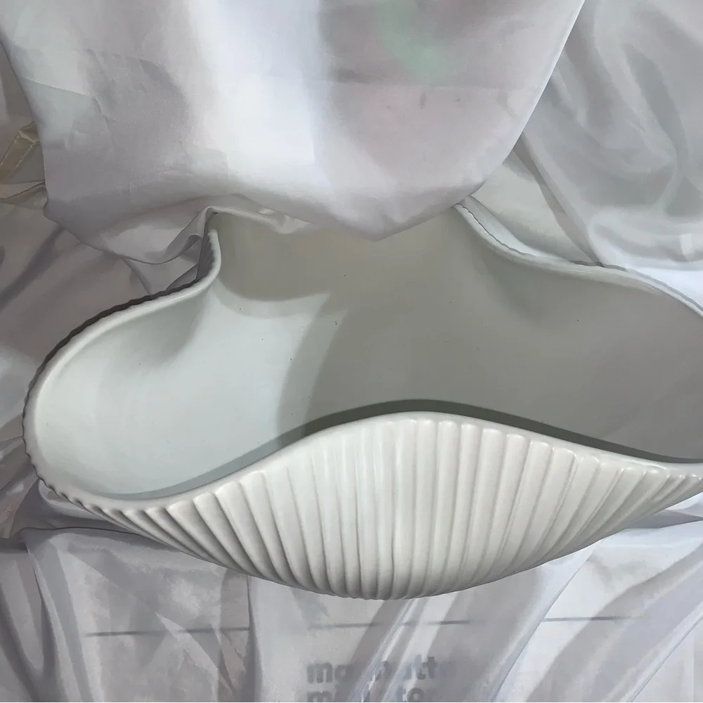 rare! JONATHAN ADLER matte white glazed ribbed PINCH POT BOWL extra large - Picture 7 of 12